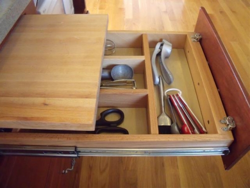Utensil Drawer with Cutting Board Pullout Above